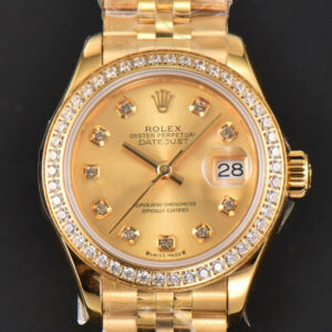 DateJust 28MM Ladies WF YG Diamond Gold Dial Diamond Marker Jubilee Bracelet A2236