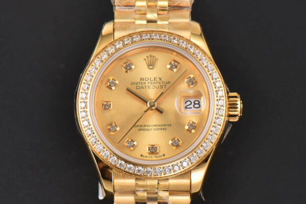 DateJust 28MM Ladies WF YG Diamond Gold Dial Diamond Marker Jubilee Bracelet A2236