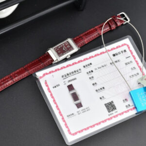 Reverso One 3288420 Real Diamond 20mm IMF White Moissanite Red Leather Strap Swiss Quartz - Image 3