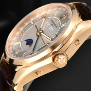 Fiftysix Complete Calendar RG 40mm ZF White Dial Brown Leather Strap A2460 - Image 2