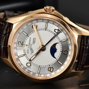 Fiftysix Complete Calendar RG 40mm ZF White Dial Brown Leather Strap A2460 - Image 4