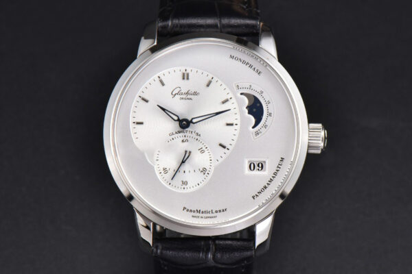 Panomatic Lunar 40mm APSF White Dial Black Leather Strap A23J