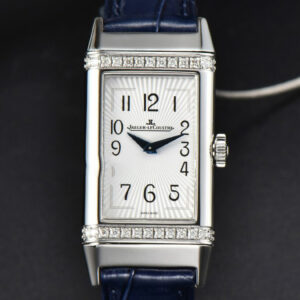 Reverso One 3288420 Real Diamond 20mm IMF White Moissanite Blue Leather Strap Swiss Quartz