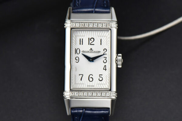 Reverso One 3288420 Real Diamond 20mm IMF White Moissanite Blue Leather Strap Swiss Quartz