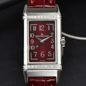 Reverso One 3288420 Real Diamond 20mm IMF White Moissanite Red Leather Strap Swiss Quartz