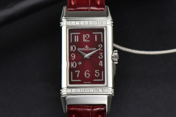 Reverso One 3288420 Real Diamond 20mm IMF White Moissanite Red Leather Strap Swiss Quartz