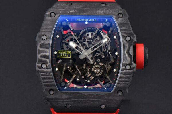RM035-02 Real NTPT ZF Skeleton Dial Red Rubber Strap NH05A