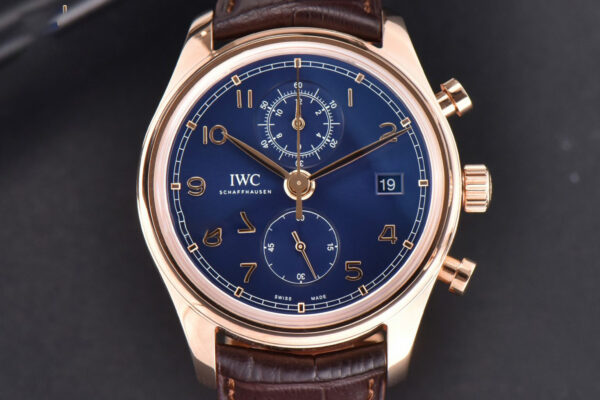 Portuguese Chrono IW390305 ZF 42MM Blue Dial Brown Leather Strap A7750