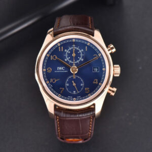 Portuguese Chrono IW390305 ZF 42MM Blue Dial Brown Leather Strap A7750 - Image 16
