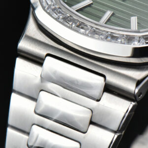 Nautilus 5711 3KF 40MM Diamond Bezel Green Dial SS Bracelet A324SC - Image 8