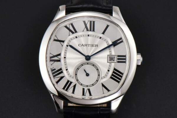 Drive De Cartier 40mm APSF White Dial Black Leather Strap A23J