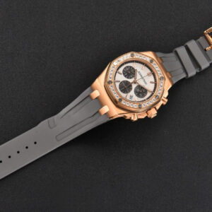 Offshore Ladies 37mm 26231ST RG RXWF Diamond White Dial Black Subdial Gray Rubber Strap Quartz - Image 5