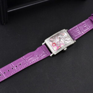 Long Island Ladies 26mm ZF Diamond MOP Dial Purple Leather Strap Swiss Ronda Quartz - Image 3