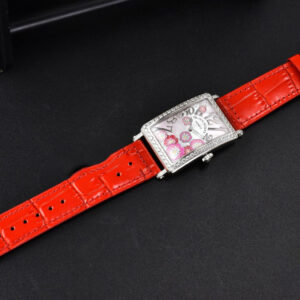 Long Island Ladies 26mm ZF Diamond MOP Dial Red Leather Strap Swiss Ronda Quartz - Image 3