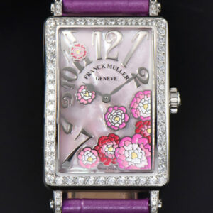 Long Island Ladies 26mm ZF Diamond MOP Dial Purple Leather Strap Swiss Ronda Quartz
