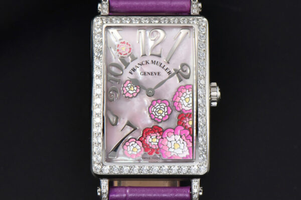 Long Island Ladies 26mm ZF Diamond MOP Dial Purple Leather Strap Swiss Ronda Quartz