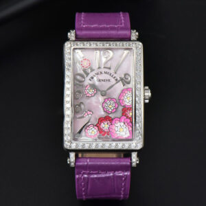 Long Island Ladies 26mm ZF Diamond MOP Dial Purple Leather Strap Swiss Ronda Quartz - Image 4