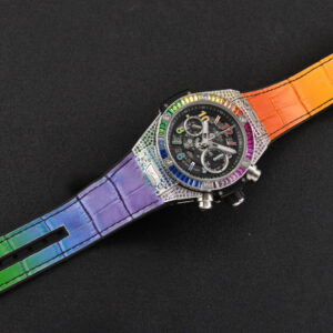 Big Bang Unico Rainbow King SS Diamond 45mm ZF Skeleton Rainbow Gummy Strap A1280 - Image 4