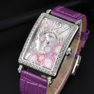 Long Island Ladies 26mm ZF Diamond MOP Dial Purple Leather Strap Swiss Ronda Quartz - Image 5