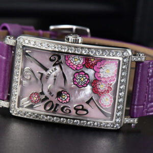 Long Island Ladies 26mm ZF Diamond MOP Dial Purple Leather Strap Swiss Ronda Quartz - Image 14