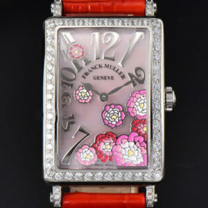 Long Island Ladies 26mm ZF Diamond MOP Dial Red Leather Strap Swiss Ronda Quartz