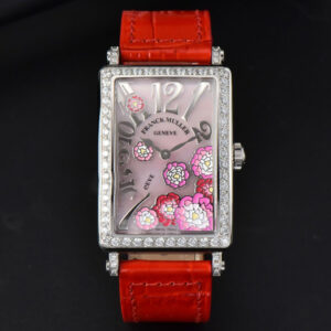 Long Island Ladies 26mm ZF Diamond MOP Dial Red Leather Strap Swiss Ronda Quartz - Image 6