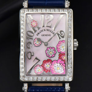 Long Island Ladies 26mm ZF Diamond MOP Dial Blue Leather Strap Swiss Ronda Quartz