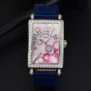 Long Island Ladies 26mm ZF Diamond MOP Dial Blue Leather Strap Swiss Ronda Quartz - Image 6