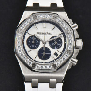 Offshore Ladies 37mm 26231ST RXWF Diamond White Dial Blue Subdial White Rubber Strap Quartz