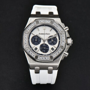 Offshore Ladies 37mm 26231ST RXWF Diamond White Dial Blue Subdial White Rubber Strap Quartz - Image 7