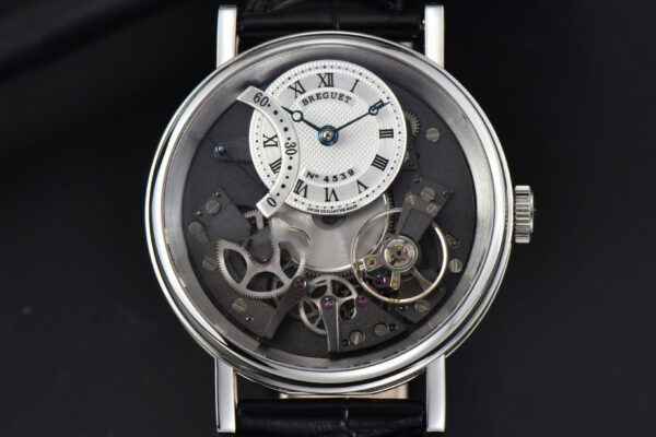 Tradition 7097BB SS ZF 40MM Gray Dial White Subdial Black Leather Strap A505