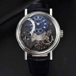 Tradition 7097BB SS ZF 40MM Gray Dial Blue Subdial Blue Leather Strap A505 - Image 9