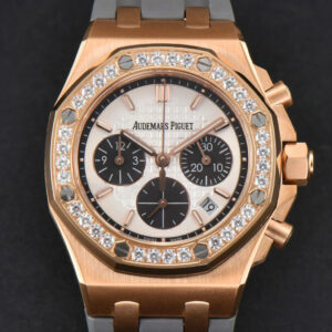 Offshore Ladies 37mm 26231ST RG RXWF Diamond White Dial Black Subdial Gray Rubber Strap Quartz