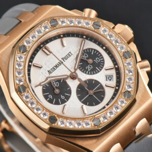 Offshore Ladies 37mm 26231ST RG RXWF Diamond White Dial Black Subdial Gray Rubber Strap Quartz - Image 15