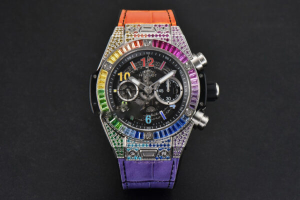 Big Bang Unico Rainbow King SS Diamond 45mm ZF Skeleton Rainbow Gummy Strap A1280