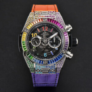 Big Bang Unico Rainbow King SS Diamond 45mm ZF Skeleton Rainbow Gummy Strap A1280 - Image 5