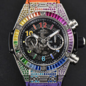 Big Bang Unico Rainbow King RG Diamond 45mm ZF Skeleton Rainbow Gummy Strap A1280 - Image 4