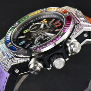 Big Bang Unico Rainbow King SS Diamond 45mm ZF Skeleton Rainbow Gummy Strap A1280 - Image 12
