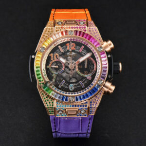 Big Bang Unico Rainbow King RG Diamond 45mm ZF Skeleton Rainbow Gummy Strap A1280 - Image 5