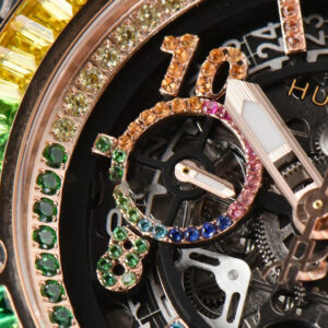 Big Bang Unico Rainbow King RG Diamond 45mm ZF Skeleton Rainbow Gummy Strap A1280 - Image 8