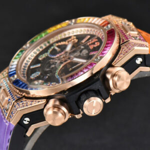 Big Bang Unico Rainbow King RG Diamond 45mm ZF Skeleton Rainbow Gummy Strap A1280 - Image 12