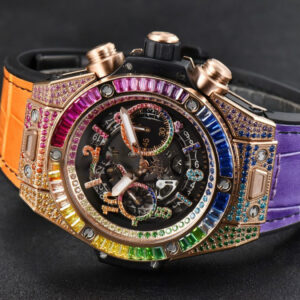Big Bang Unico Rainbow King RG Diamond 45mm ZF Skeleton Rainbow Gummy Strap A1280 - Image 14