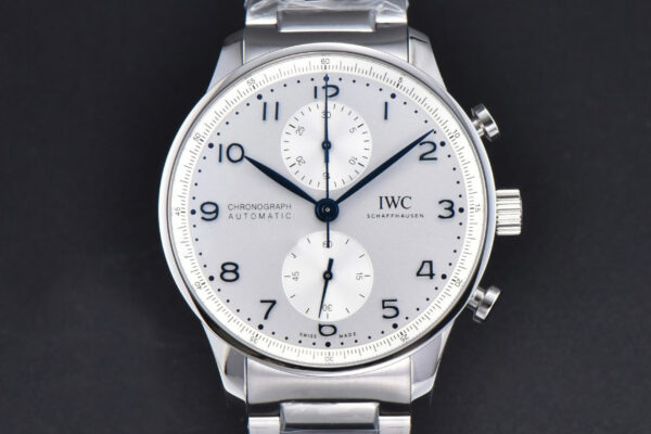 Portuguese Chrono IW371617 ZF White Dial Blue Markers Visible Case SS Bracelet A7750
