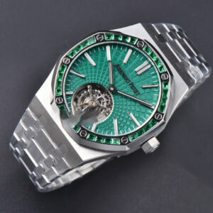 Royal Oak Tourbillon 41mm R8F Diamond Bezel Green Dial SS Bracelet Flying Tourb V2 - Image 3