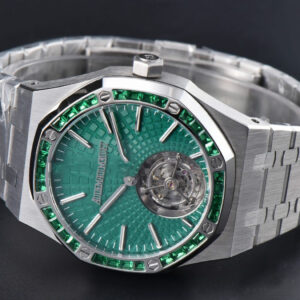 Royal Oak Tourbillon 41mm R8F Diamond Bezel Green Dial SS Bracelet Flying Tourb V2