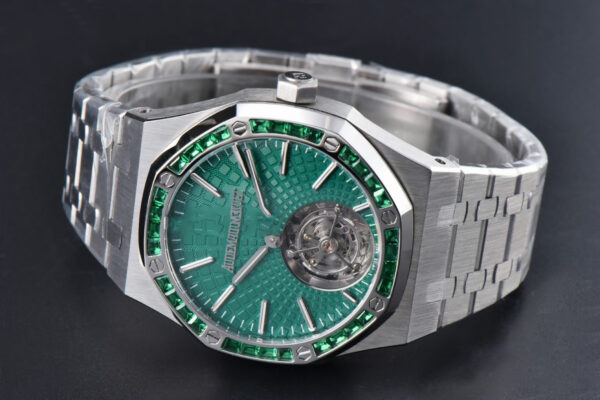 Royal Oak Tourbillon 41mm R8F Diamond Bezel Green Dial SS Bracelet Flying Tourb V2