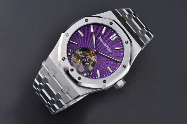 Royal Oak Tourbillon 41mm R8F SS Purple Dial SS Bracelet Flying Tourb V2