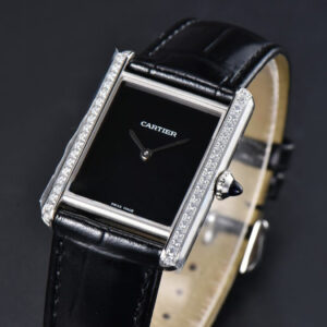 Tank Must Large 33.7×25.5mm K11F Diamond Bezel Black Dial Black Leather Strap Quartz - Image 3