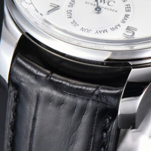 Portugieser Perpetual Calendar IW5033 42mm SS APSF White Dial Black Leather Strap A52610 Clone - Image 26