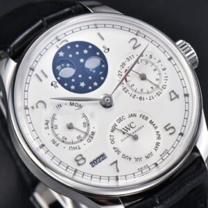 Portugieser Perpetual Calendar IW5033 42mm SS APSF White Dial Black Leather Strap A52610 Clone - Image 28